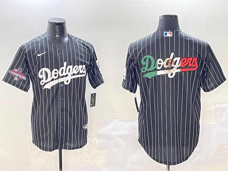 Men Los Angeles Dodgers Blank Black Stripe Jointly Name 2025 Nike MLB Jersey style 10